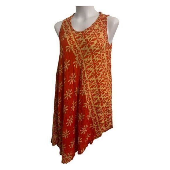 Jessica Taylor Hawaiian Orange Asymmetrical Sleeveless Dress. Size Medium - Picture 1 of 6
